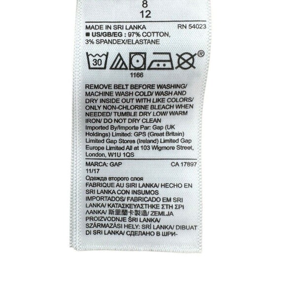 Gap Khaki Self Tie Trouser 8 Women's Taper Leg Ankle High Waist Cotton Stretch - Picture 7 of 8